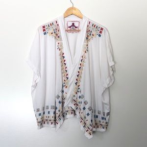 Johnny Was JWLA Boho Embroidered Kimono Cardigan